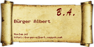 Bürger Albert névjegykártya