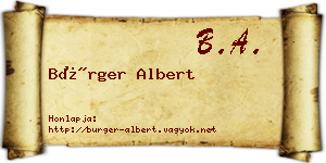 Bürger Albert névjegykártya